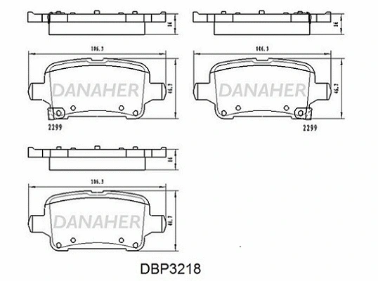 DBP3218 DANAHER Комплект тормозных колодок, дисковый тормоз (фото 1)