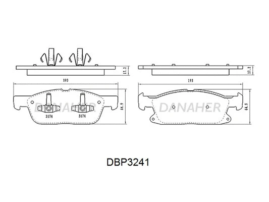 DBP3241 DANAHER Комплект тормозных колодок, дисковый тормоз (фото 1)