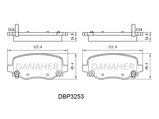DBP3253 DANAHER Комплект тормозных колодок, дисковый тормоз (фото 1)