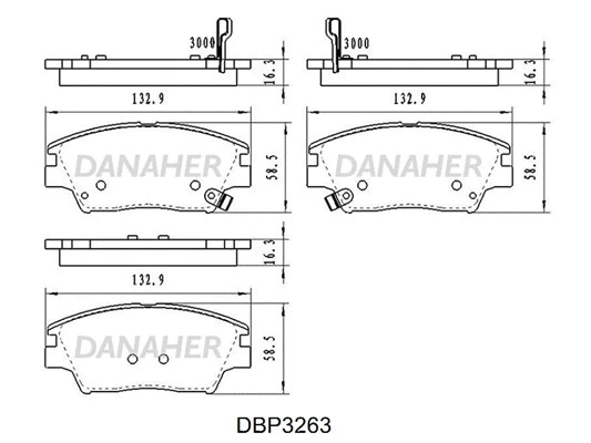 DBP3263 DANAHER Комплект тормозных колодок, дисковый тормоз (фото 1)