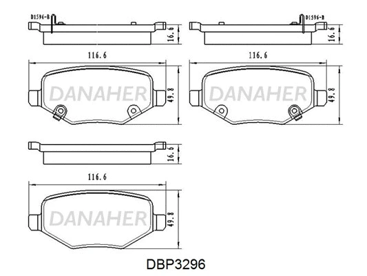 DBP3296 DANAHER Комплект тормозных колодок, дисковый тормоз (фото 1)