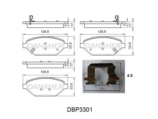 DBP3301 DANAHER Комплект тормозных колодок, дисковый тормоз (фото 1)