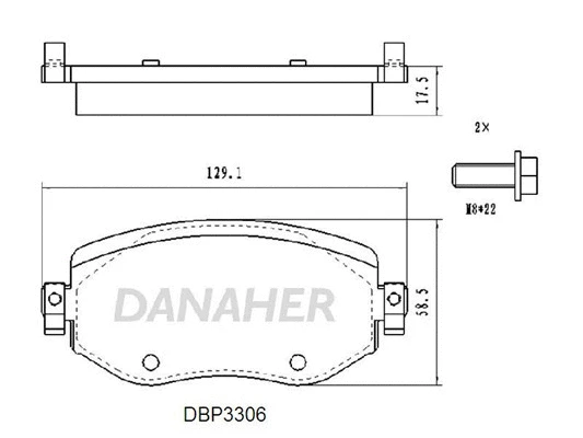 DBP3306 DANAHER Комплект тормозных колодок, дисковый тормоз (фото 1)