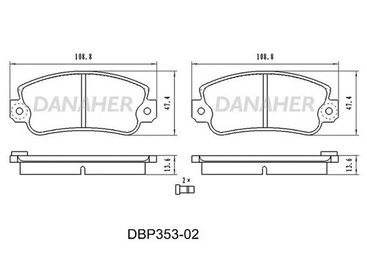 DBP353-02 DANAHER Комплект тормозных колодок, дисковый тормоз (фото 1)