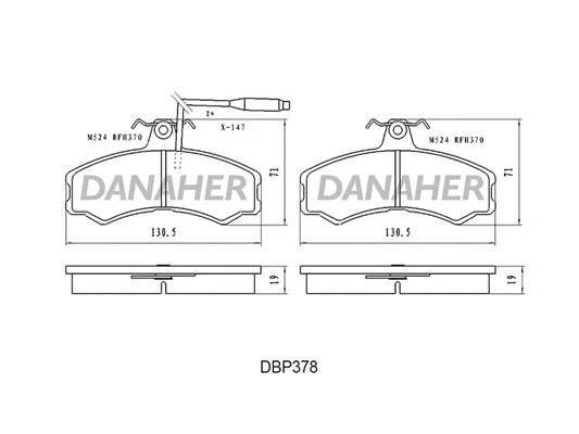 DBP378 DANAHER Комплект тормозных колодок, дисковый тормоз (фото 1)