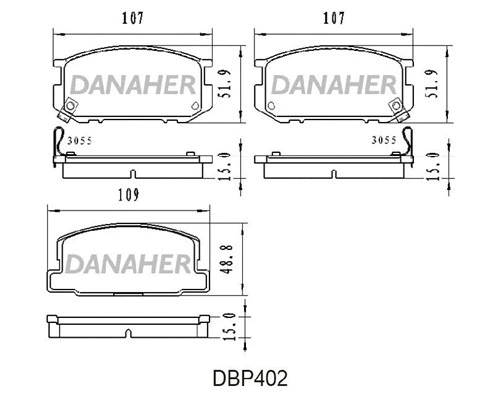 DBP402 DANAHER Комплект тормозных колодок, дисковый тормоз (фото 1)