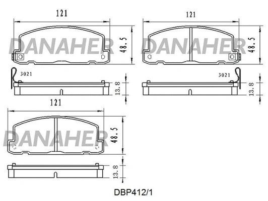 DBP412/1 DANAHER Комплект тормозных колодок, дисковый тормоз (фото 1)