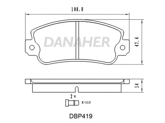 DBP419 DANAHER Комплект тормозных колодок, дисковый тормоз (фото 1)