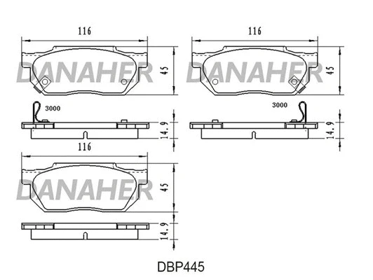 DBP445 DANAHER Комплект тормозных колодок, дисковый тормоз (фото 1)