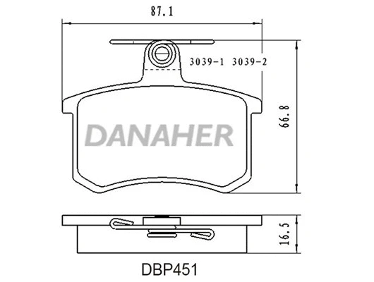 DBP451 DANAHER Комплект тормозных колодок, дисковый тормоз (фото 1)