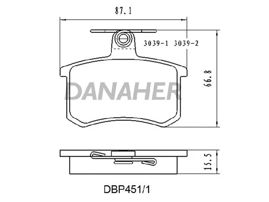 DBP451/1 DANAHER Комплект тормозных колодок, дисковый тормоз (фото 1)