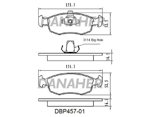 DBP457-01 DANAHER Комплект тормозных колодок, дисковый тормоз (фото 1)