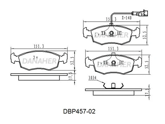 DBP457-02 DANAHER Комплект тормозных колодок, дисковый тормоз (фото 1)