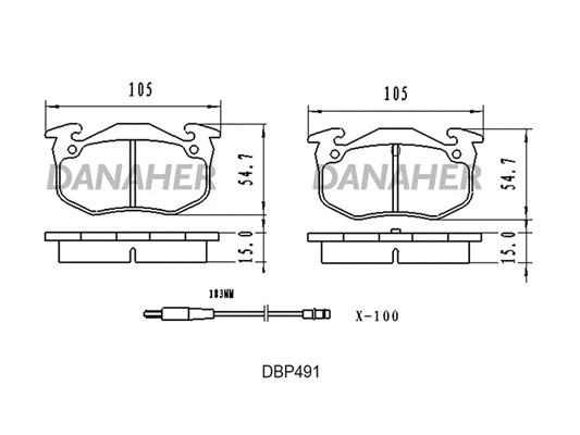 DBP491 DANAHER Комплект тормозных колодок, дисковый тормоз (фото 1)