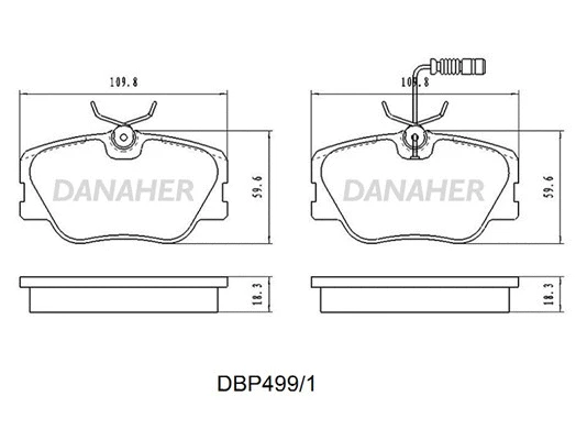 DBP499/1 DANAHER Комплект тормозных колодок, дисковый тормоз (фото 1)