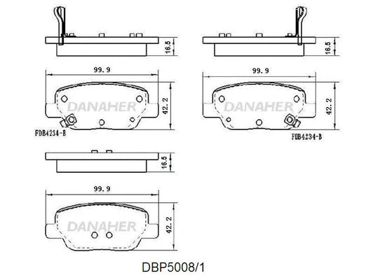 DBP5008/1 DANAHER Комплект тормозных колодок, дисковый тормоз (фото 1)