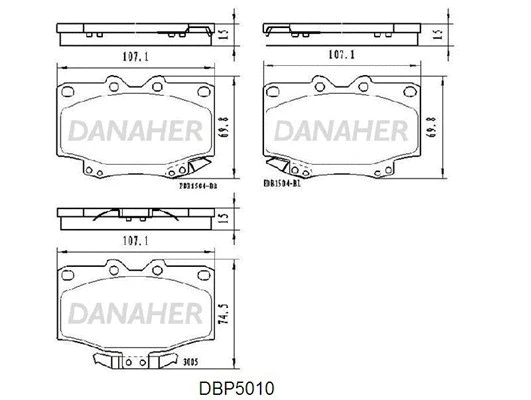 DBP5010 DANAHER Комплект тормозных колодок, дисковый тормоз (фото 1)