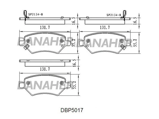 DBP5017 DANAHER Комплект тормозных колодок, дисковый тормоз (фото 1)