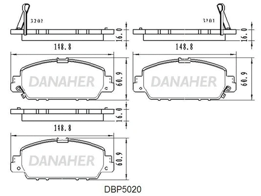 DBP5020 DANAHER Комплект тормозных колодок, дисковый тормоз (фото 1)