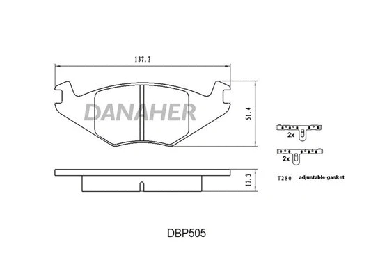 DBP505 DANAHER Комплект тормозных колодок, дисковый тормоз (фото 1)
