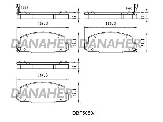 DBP5050/1 DANAHER Комплект тормозных колодок, дисковый тормоз (фото 1)