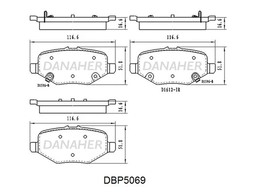 DBP5069 DANAHER Комплект тормозных колодок, дисковый тормоз (фото 1)