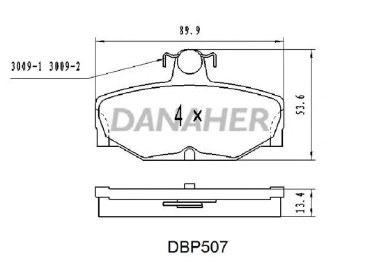 DBP507 DANAHER Комплект тормозных колодок, дисковый тормоз (фото 1)