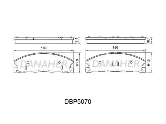 DBP5070 DANAHER Комплект тормозных колодок, дисковый тормоз (фото 1)