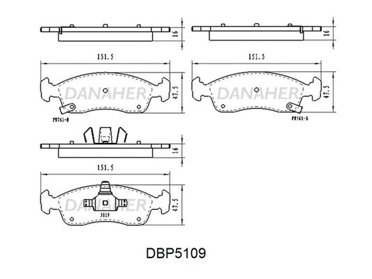 DBP5109 DANAHER Комплект тормозных колодок, дисковый тормоз (фото 1)