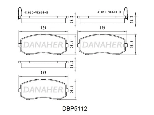 DBP5112 DANAHER Комплект тормозных колодок, дисковый тормоз (фото 1)