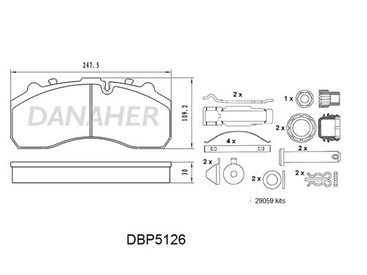 DBP5126 DANAHER Комплект тормозных колодок, дисковый тормоз (фото 1)