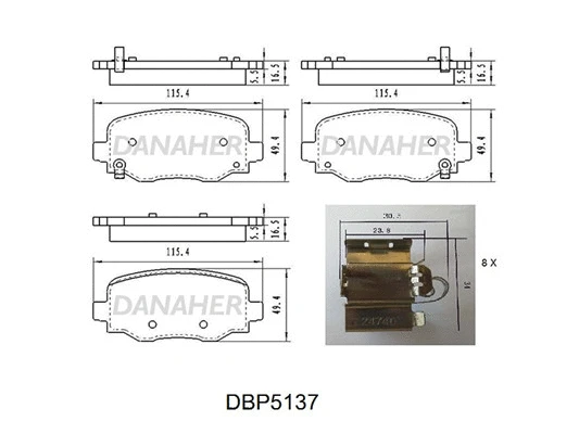 DBP5137 DANAHER Комплект тормозных колодок, дисковый тормоз (фото 1)