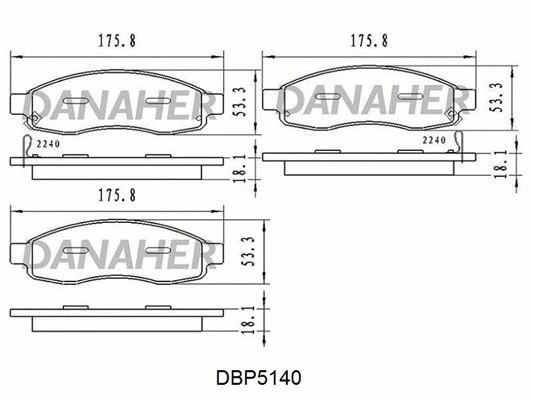 DBP5140 DANAHER Комплект тормозных колодок, дисковый тормоз (фото 1)