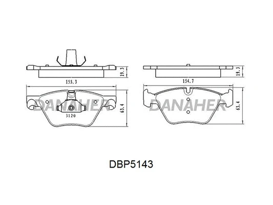 DBP5143 DANAHER Комплект тормозных колодок, дисковый тормоз (фото 1)