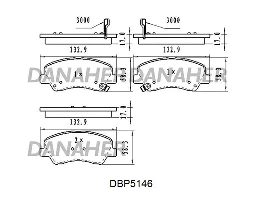 DBP5146 DANAHER Комплект тормозных колодок, дисковый тормоз (фото 1)