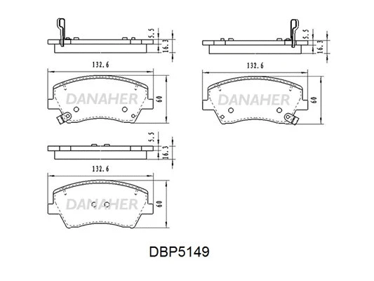 DBP5149 DANAHER Комплект тормозных колодок, дисковый тормоз (фото 1)