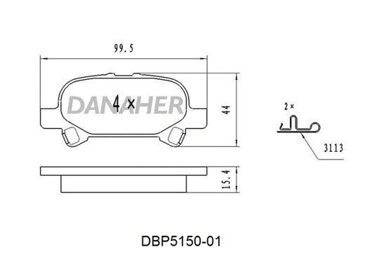 DBP5150-01 DANAHER Комплект тормозных колодок, дисковый тормоз (фото 1)