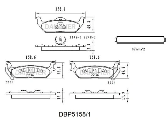 DBP5158/1 DANAHER Комплект тормозных колодок, дисковый тормоз (фото 1)