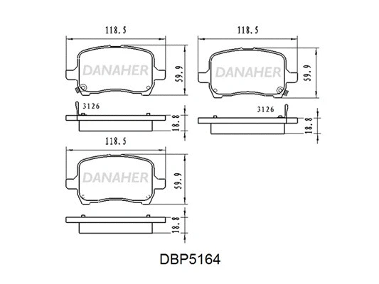 DBP5164 DANAHER Комплект тормозных колодок, дисковый тормоз (фото 1)