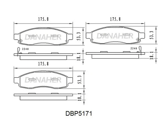 DBP5171 DANAHER Комплект тормозных колодок, дисковый тормоз (фото 1)