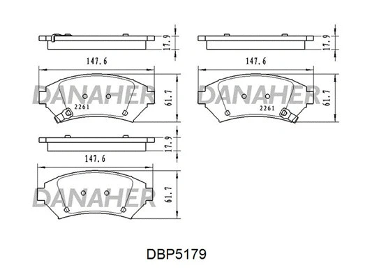 DBP5179 DANAHER Комплект тормозных колодок, дисковый тормоз (фото 1)