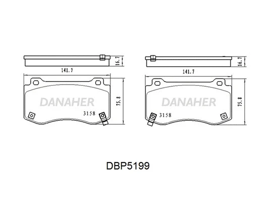 DBP5199 DANAHER Комплект тормозных колодок, дисковый тормоз (фото 1)