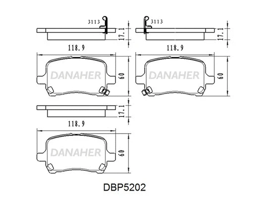 DBP5202 DANAHER Комплект тормозных колодок, дисковый тормоз (фото 1)