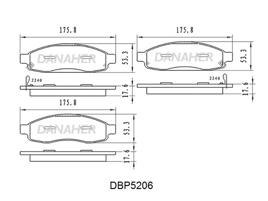 DBP5206 DANAHER Комплект тормозных колодок, дисковый тормоз (фото 1)