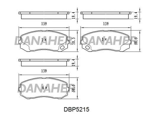 DBP5215 DANAHER Комплект тормозных колодок, дисковый тормоз (фото 1)