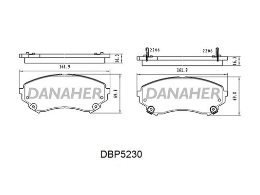 DBP5230 DANAHER Комплект тормозных колодок, дисковый тормоз (фото 1)