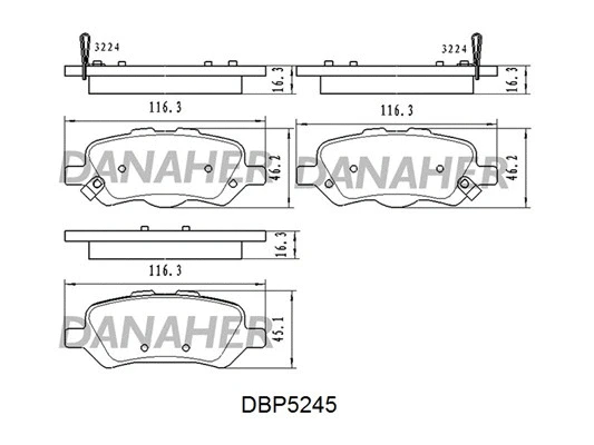 DBP5245 DANAHER Комплект тормозных колодок, дисковый тормоз (фото 1)