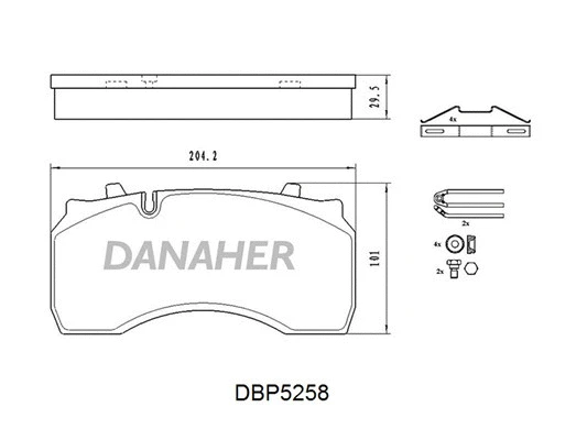 DBP5258 DANAHER Комплект тормозных колодок, дисковый тормоз (фото 1)