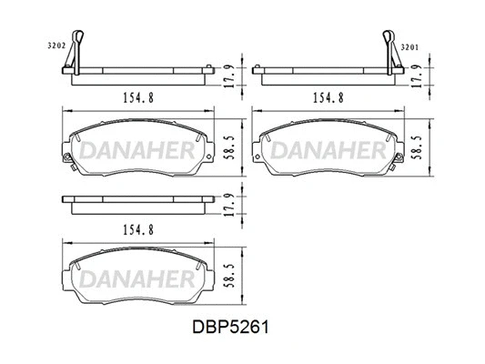 DBP5261 DANAHER Комплект тормозных колодок, дисковый тормоз (фото 1)