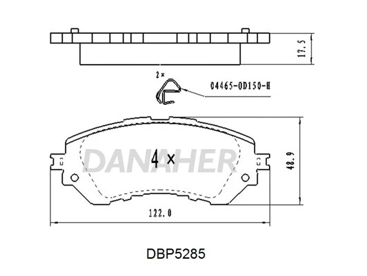 DBP5285 DANAHER Комплект тормозных колодок, дисковый тормоз (фото 1)